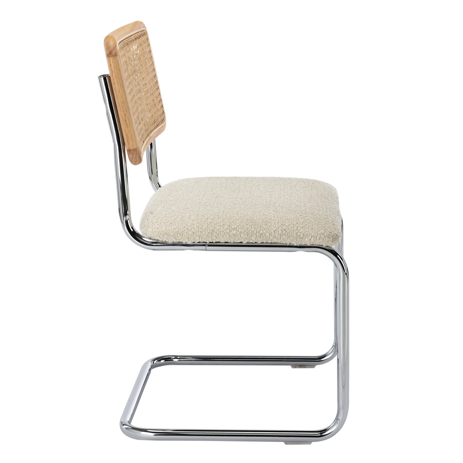 Walsh Dining Chair, White Boucle, Chrome