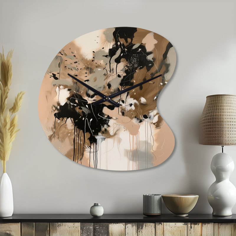 Sculpture d'horloge murale brune en forme de goutte brune Symmetry I, Petit