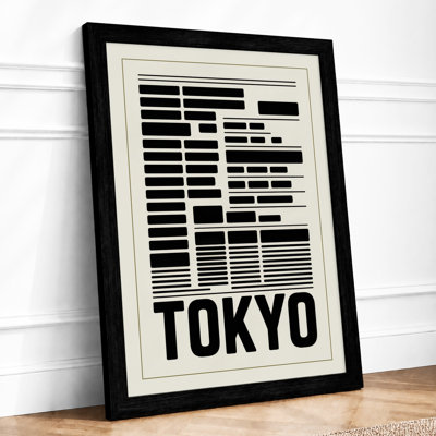 Tokyo Skyline Geometric 1 Piece Single Picture Frame Wall Art
