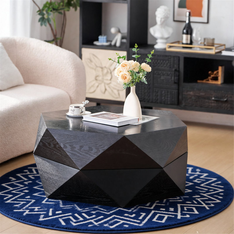 Table basse de style rétro pour le salon, la chambre à coucher et le bureau, Noir