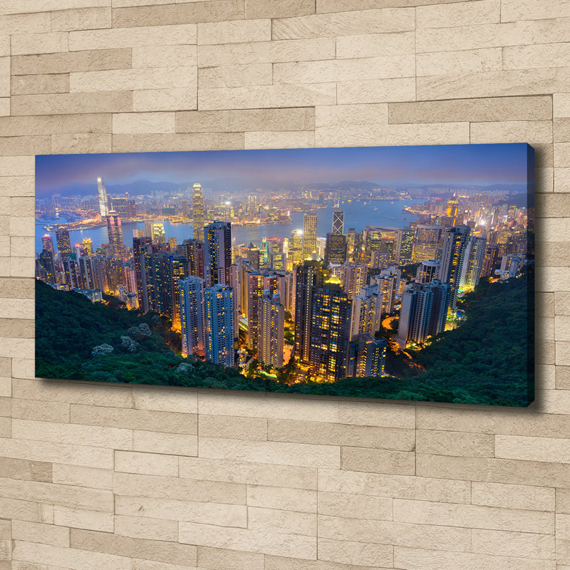 Hong Kong By Night - No Frame Print on Canvas