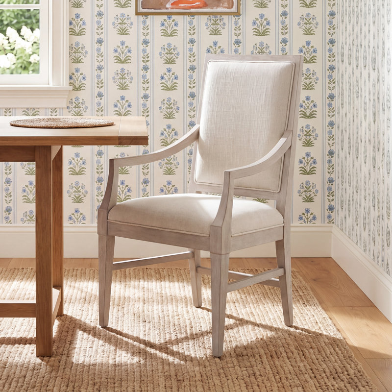 Nadine Solid Wood Slat Back Armchair, Gray