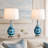 Aitkin 28" Coastal Blue Glass Table Lamp with 3-Way Dimmable Lighting and USB Port 