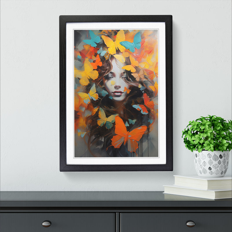 Butterfly Contemporary - Framed Print, Black Framed, 34cm H x 25cm W x 2cm D