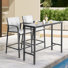Ensemble de bar d'extérieur en polyester enduit de PVC avec structure en fer thermolaqué, gris