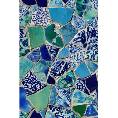 Papier peint mosaïque murale en céramique bleue