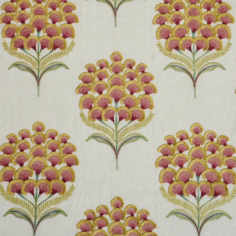 Embroidered Floral Schumacher Fabric / 54 wide Fabric / Light