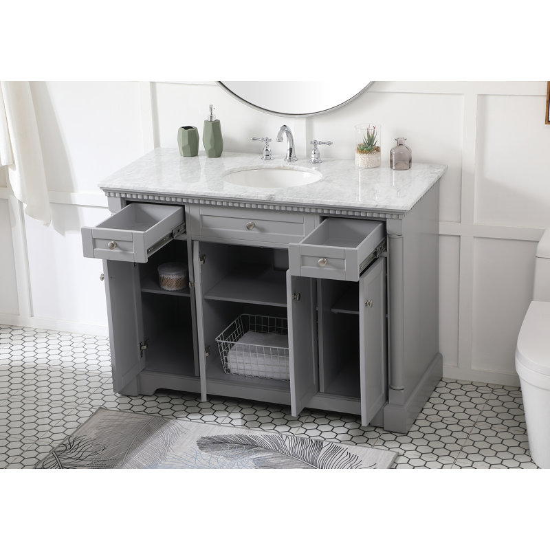 48'' Single Bathroom Vanity with Marble Top, Gray
