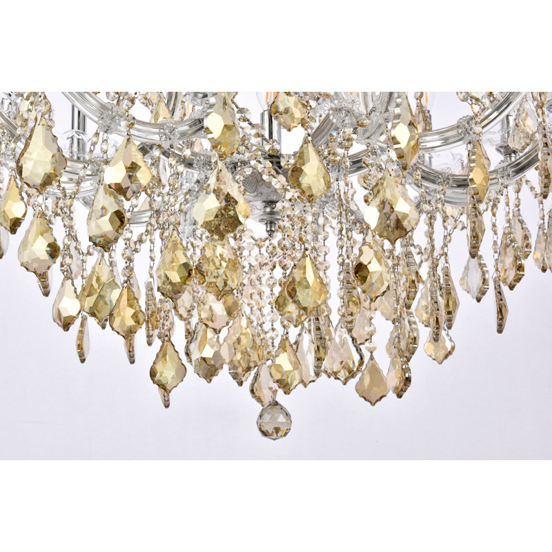 Stockard 19 - Light Glass Classic / Traditional Chandelier, Chrome / Golden Teak (Smoky) / Royal Cut, Clear