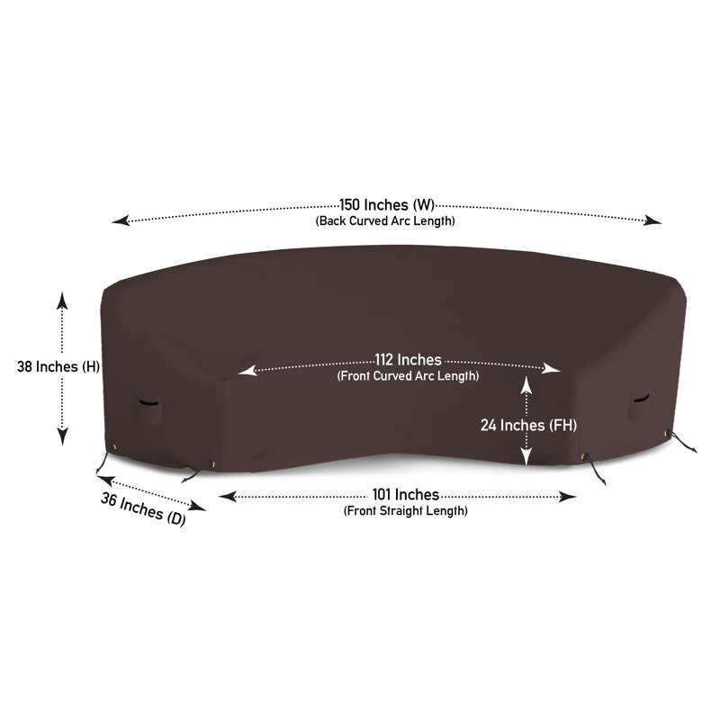 Weatherproof Patio Curved Sectional Sofa Cover, Afrahim Curved Patio Sofa Cover, Cover for Curved Sofa, Coffee