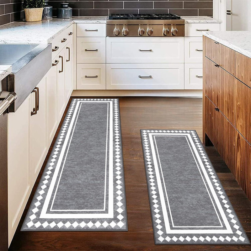 Ensemble de tapis de cuisine 2 pièces Farmhouse Boho, tapis de sol imperméables et antidérapants lavables pour couloir de cuisine