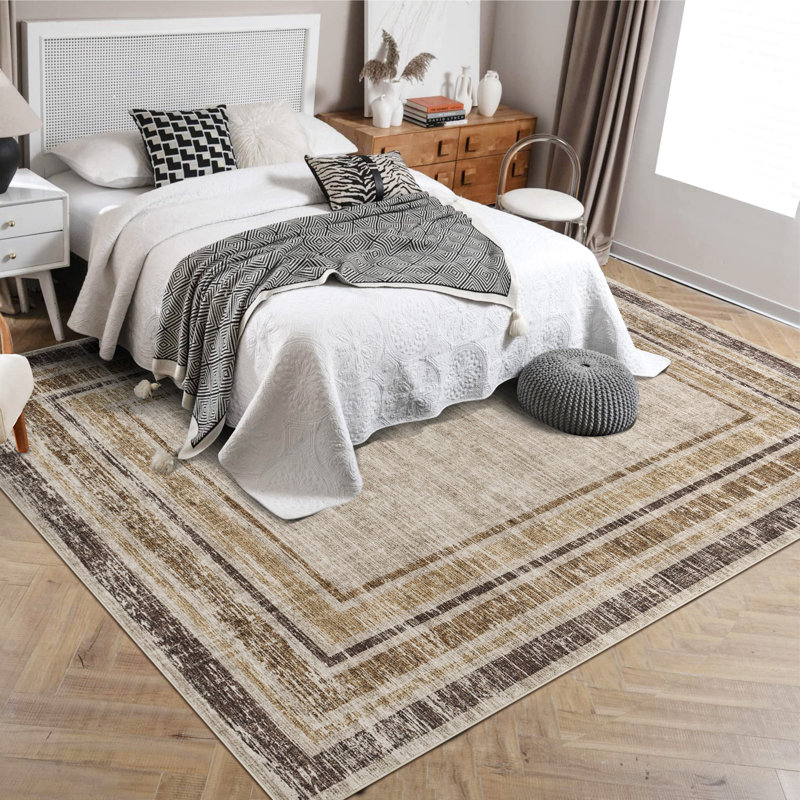 Area Rugs Modern Washable Soft Throw Carpet Non Slip Low Pile Accent Rug for Living Room Bedroom, Rectangle 5' x 7'