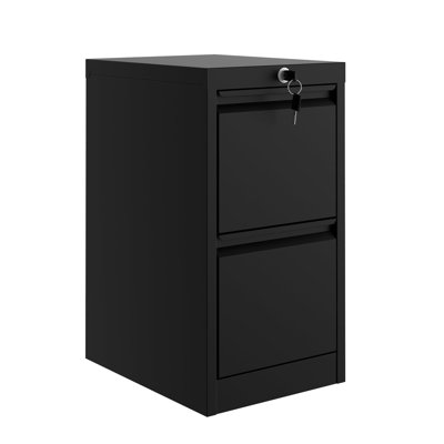 Classeur à 2 tiroirs en métal avec serrure, classeur robuste pour documents lettre / légal / A4 / F4 - Organisateur de rangement vertical pour bureau personnel, noir