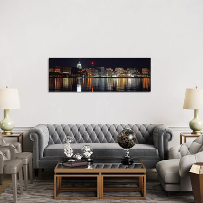 Madison Skyline Cityscape 1 Piece Wrapped Canvas Panoramic Wall Art