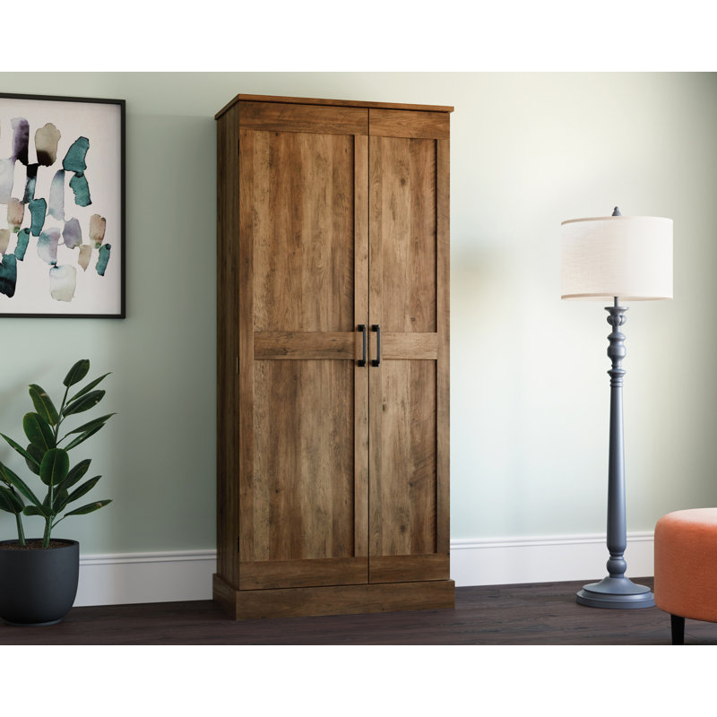 Rural Pine Freestanding Storage Cabinet with Adjustable Shelving