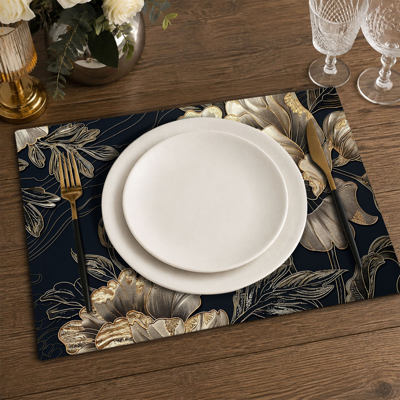 4-Piece Polyester Rectangle Dining Table Placemat