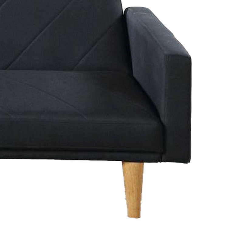 Casas 79.53;79.53'' Upholstered Split Back Convertible Sofa, Black
