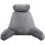 Coussin de lecture, grand coussin de lit avec appui-tête amovible, coussin de dossier avec 3 poches, mousse à mémoire de forme déchiquetée et tissu de velours court lavable, côté avec poignées pour lire, jouer, se reposer, gris