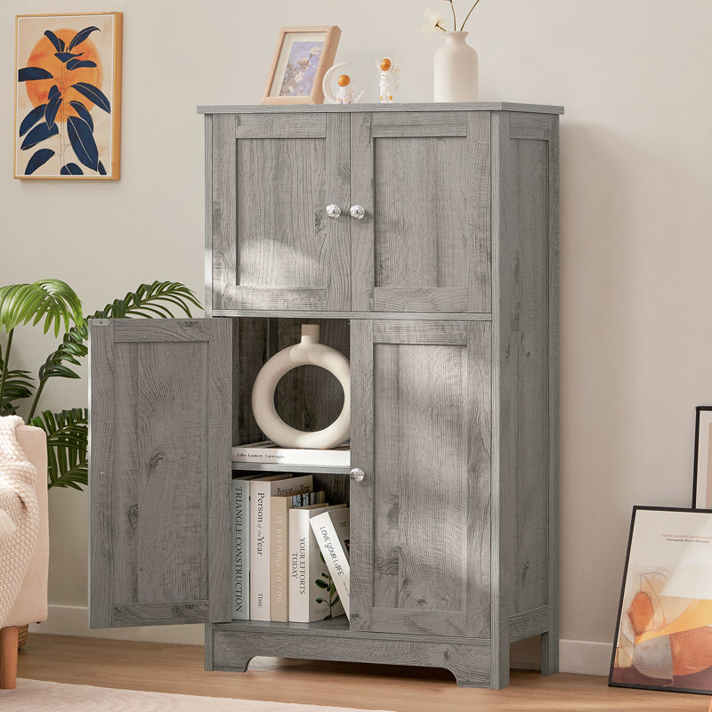 Armoire de rangement Jussiah avec 4 portes et tablette réglable, Gris