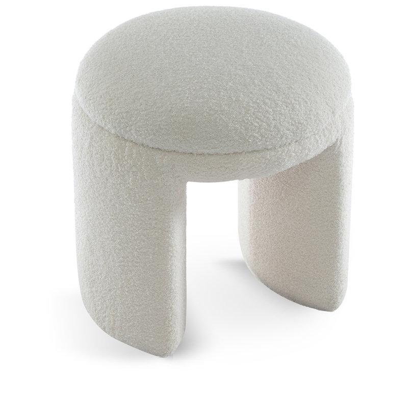 Repose-pieds standard rond 18 po Bowen, Tissu crème en fausse peau de mouton