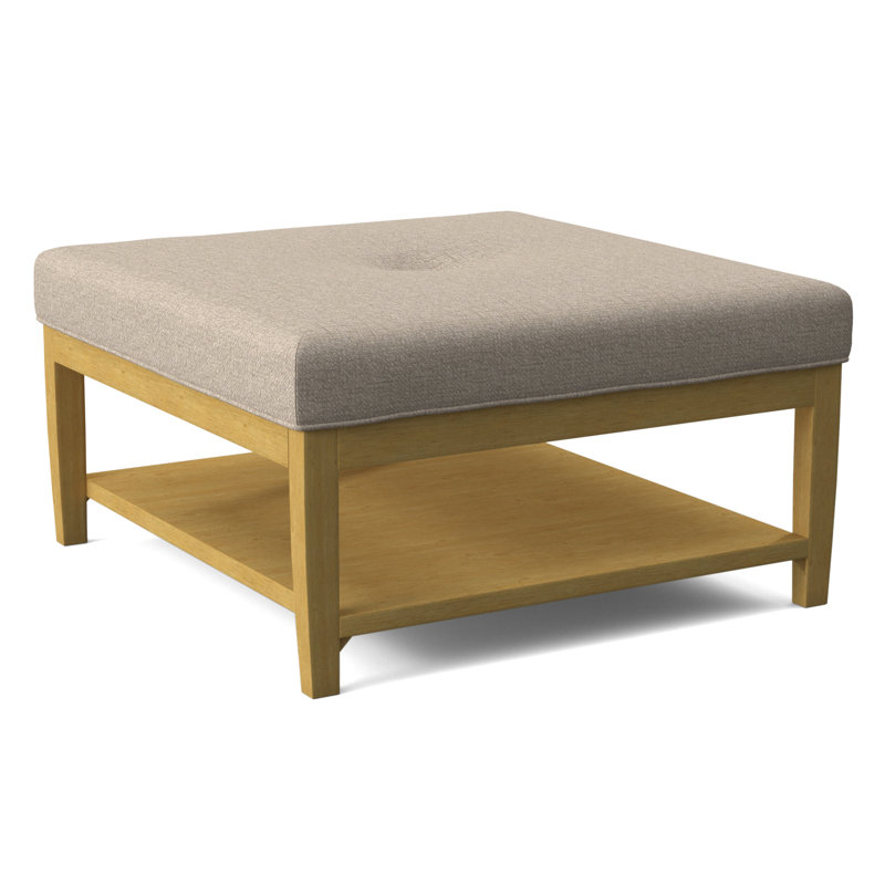 Hammond Square Ottoman, Antique Black Finish, Eggshell Crypton Performance; 0884-93