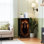 Commode 4 tiroirs pour chambre à coucher, commode étroite, plateau en bois et structure en fer 18 po x 37,5 po - (l x H) - avec impression majestueuse de portrait de taureau brun
