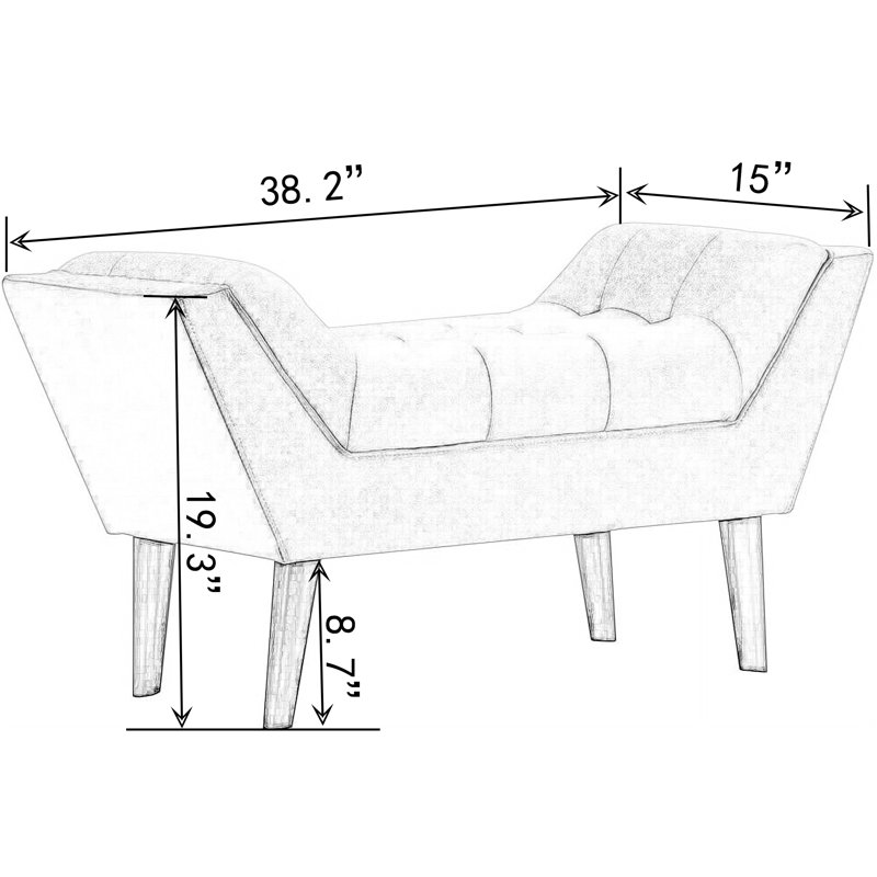 Banc rembourré Fetush, Gris foncé