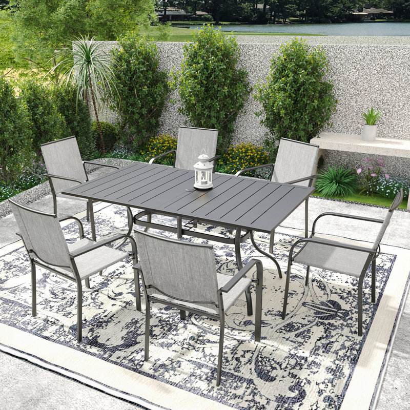 Ensemble repas extérieur pour 6 personnes, Gris