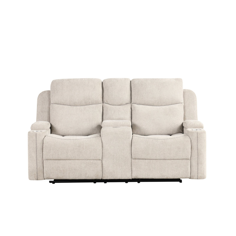 Grey Console Reclining - Foam Density D25, Comfortable Armrest Height With And Recline Function Chenille Fabric, 27" Back