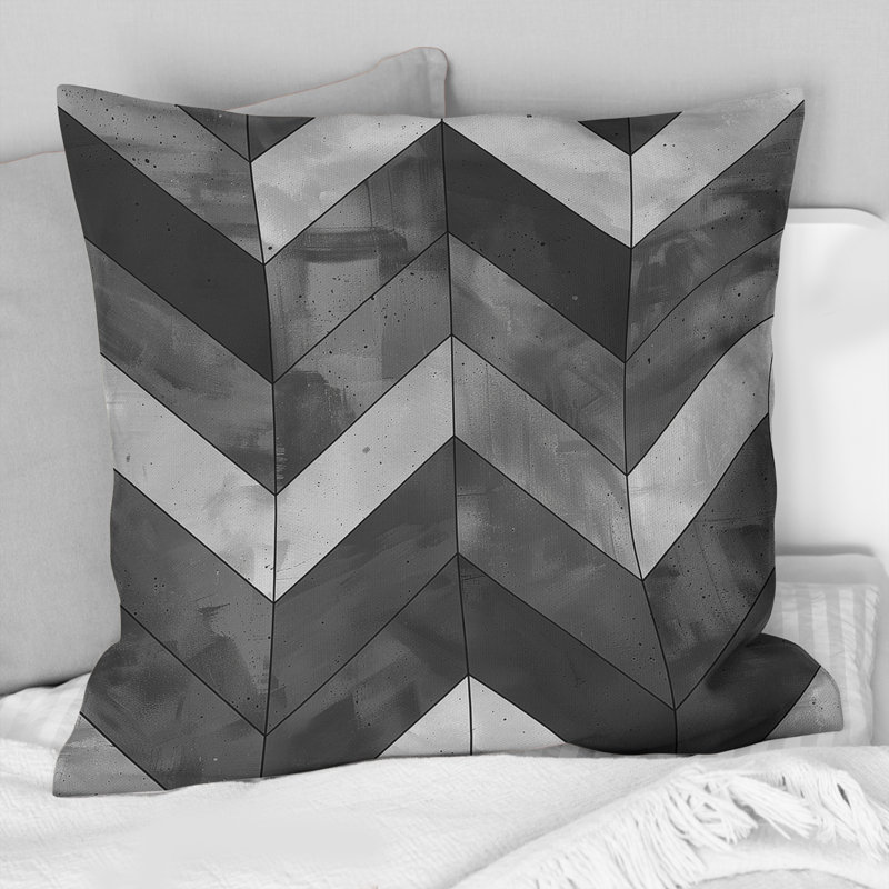 Coussin décoratif gris Modern Herringbone Flow I, H 18 po x l 18 po