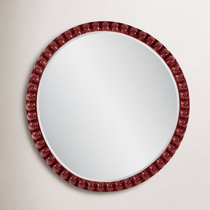Miroir rond surdimensionné en perles bleu marine brillant, Bourgogne
