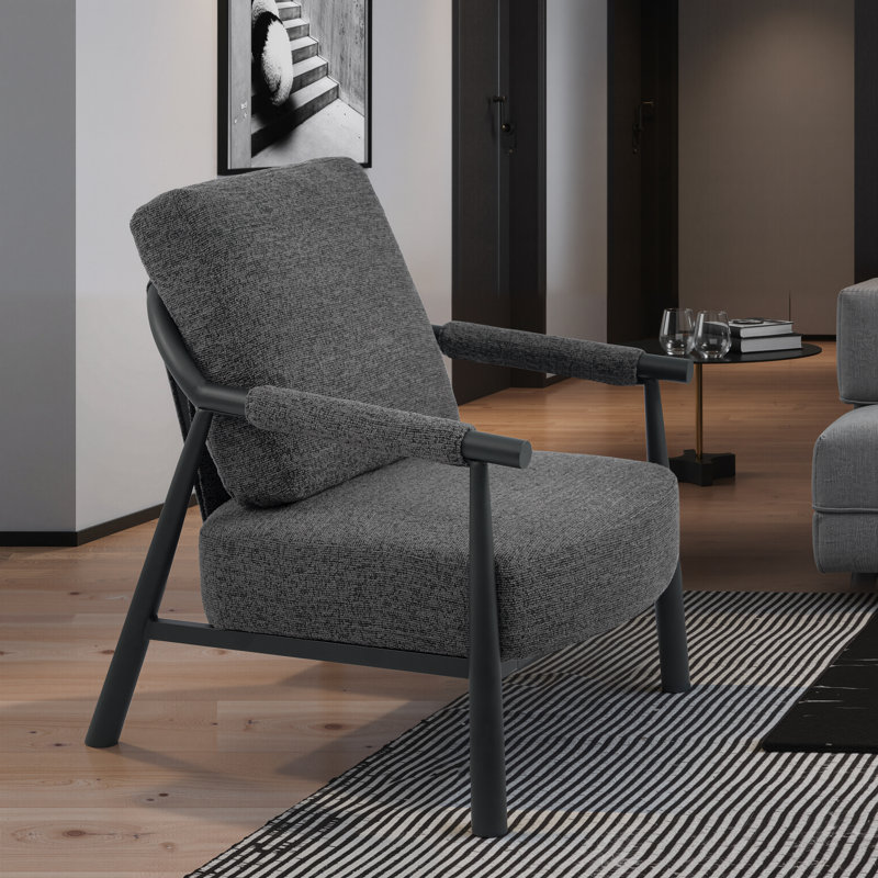Boucle Accent Lounge Chair Plush Modern Armchair, Gray