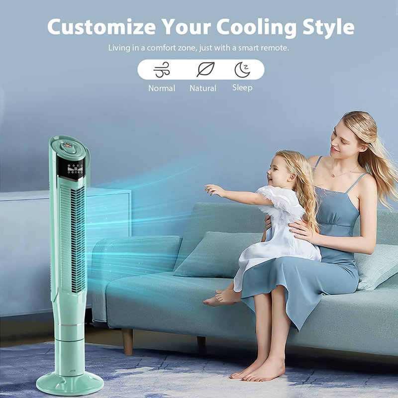 COWSAR 47" Oscillating Tower Fan, Green