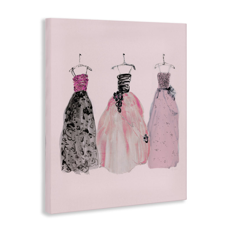 Toile tendance avec robes glamour, design par Sally Swatland, H 48 po x l 36 po
