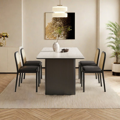 Table à manger moderne en bois massif simple et chaises