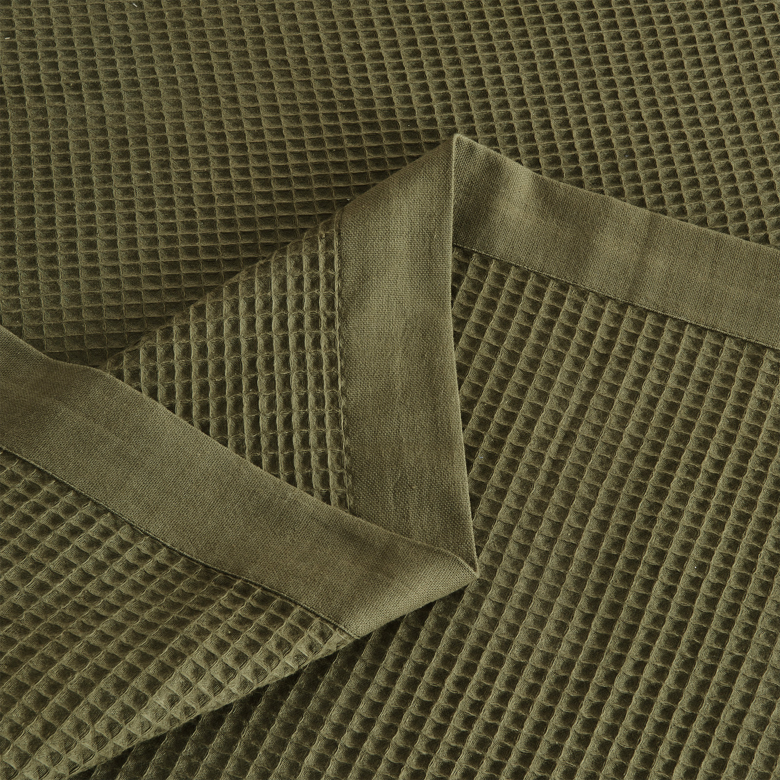 100% Cotton Lightweight Waffle Weave Summer Blanket, Olive Green, King