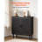 Rattan Cabinet, Rattan Storage Cabinet with 2 Magnetic Doors and Adjustable Shelves, Accent Sideboard Buffet with Wooden Legs & Power Cord Hole for Hallway, Entryway, Living Room, Kitchen, Black-1716701185