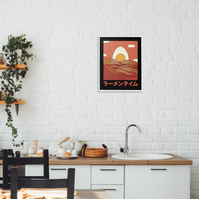 Minimalist Egg & Ramen Sunset Framed Giclee, design by Tobe Fonseca