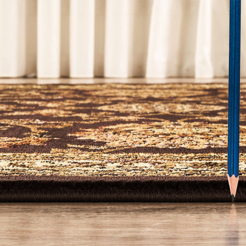 Tapis brun en polypropylène de 7 pi 10 po X 3 po, idéal pour un espace de vie traditionnel et confortable
