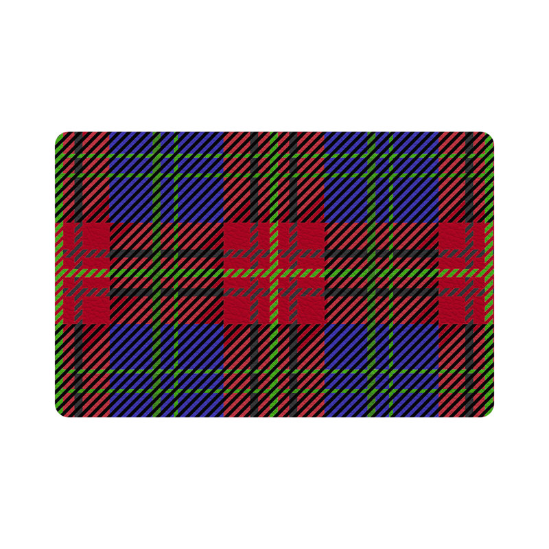 Tartan Vegan Leather Rectangle Pebble Placemat, Blue
