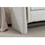 Banc de rangement en tissu avec bande de garniture en métal doré pour salon