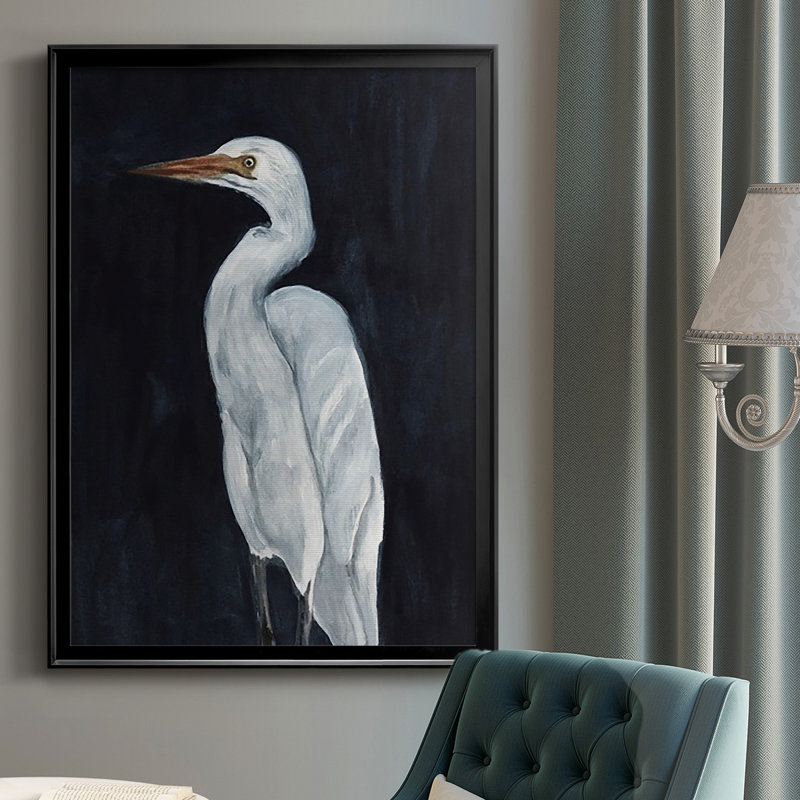 " Calm Great Egret I ", 42.5" H x 30.5" W x 1" D, Black