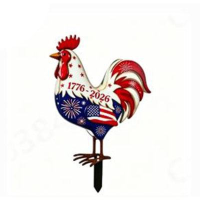 Independence Day Rooster Outdoor Gardening Decorative Rooster Plug-in   European-style  Flat Decorative Piece  Table Ornament