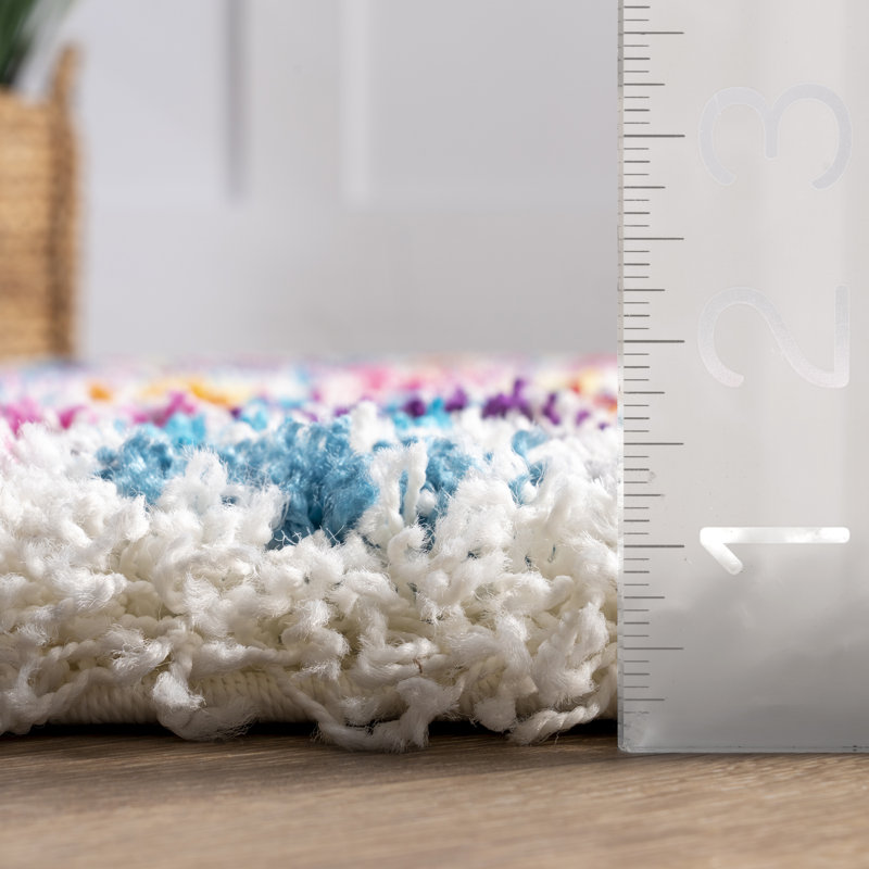 Tapis multicolore à poils longs rayé Mira, Rectangle 4 pi x 6 pi