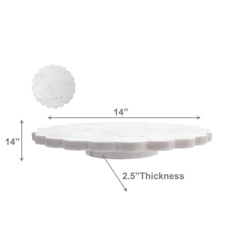 Marlee 12" Marble Scallop Lazy Susan, 2.5" H x 12" W x 12" L