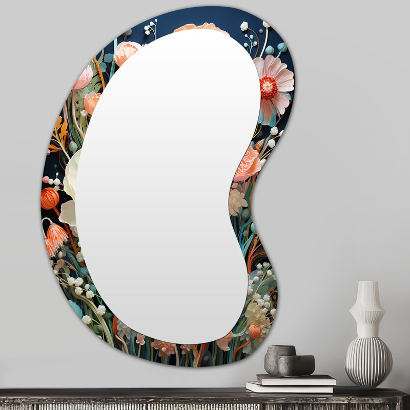 Miroir mural asymétrique traditionnel Blossoming, 31 po x 22 po