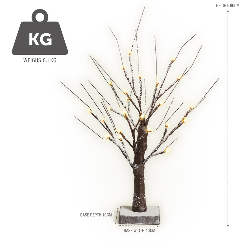 Twig Birch Tree Snow Effect with Lights