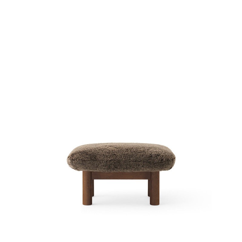 Brasilia Ottoman, Sheepskin Sahara, Walnut