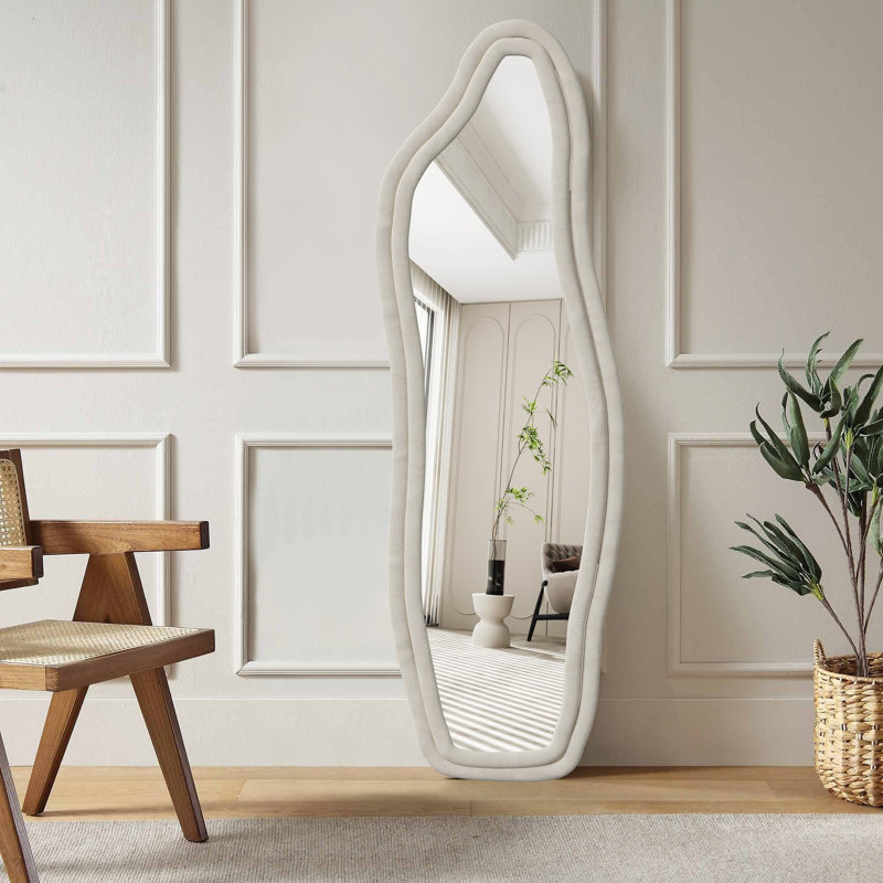 Aleaya Fabric Half-circle Mirror, White, 160cm H x 50cm W