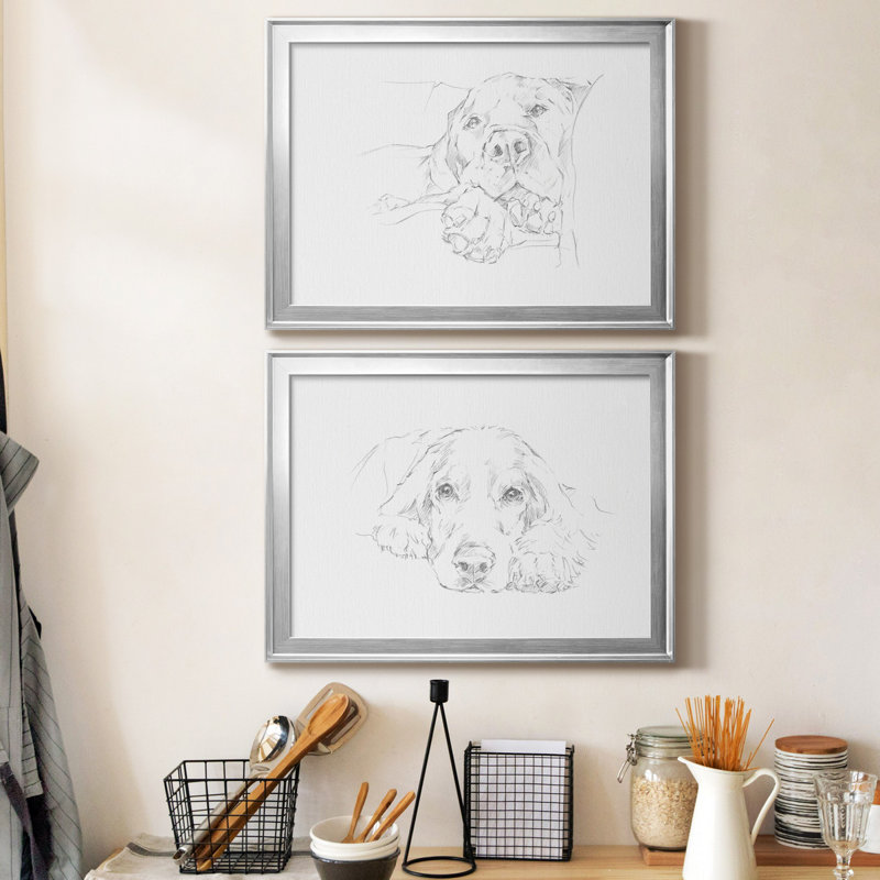 Lazy Dog I - 2 pièces, Papier argenté, H 36,5 po x l 53 po x P 1 po